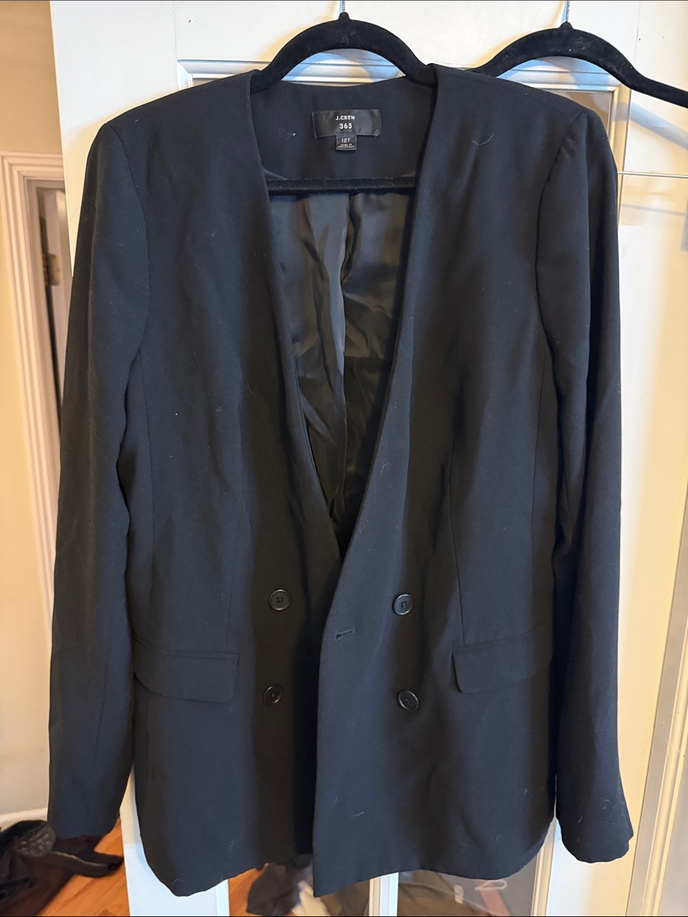 J. Crew Black Double-Breasted Open Blazer